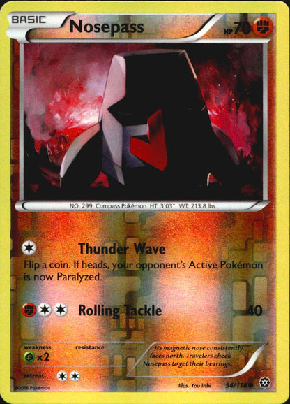 Nosepass 54/114 Common Steam Siege Pokemon Reverse Holo Near Mint