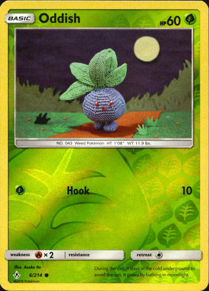 Oddish 6/214 Common Unbroken Bonds Pokemon Reverse Holo Near Mint