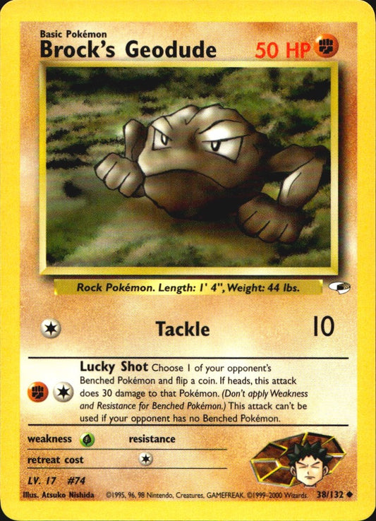 Brock's Geodude 38/132 Uncommon Gym Heroes Pokemon Near Mint