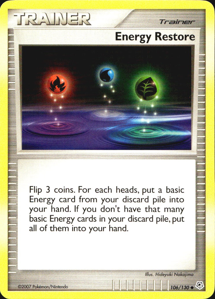 Energy Restore 106/130 Uncommon Diamond & Pearl Pokemon Near Mint