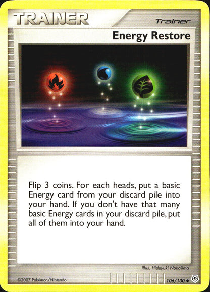 Energy Restore 106/130 Uncommon Diamond & Pearl Pokemon Near Mint