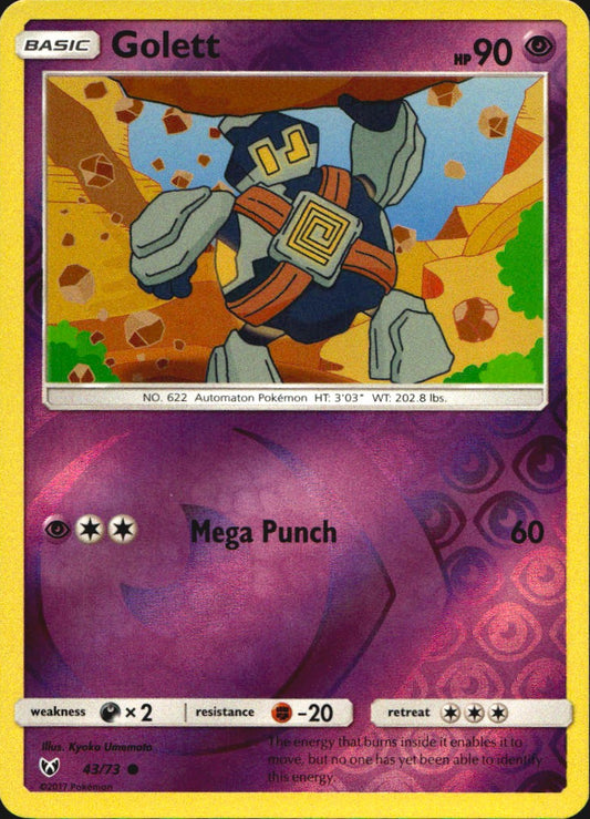 Golett 43/73 Common Shining Legends Pokemon Reverse Holo Near Mint