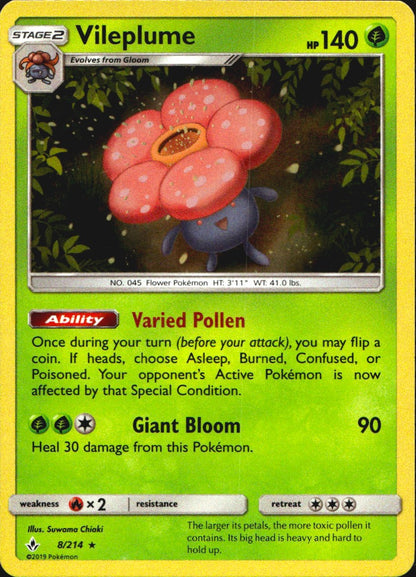 Vileplume 8/214 Holo Rare Unbroken Bonds Pokemon Near Mint