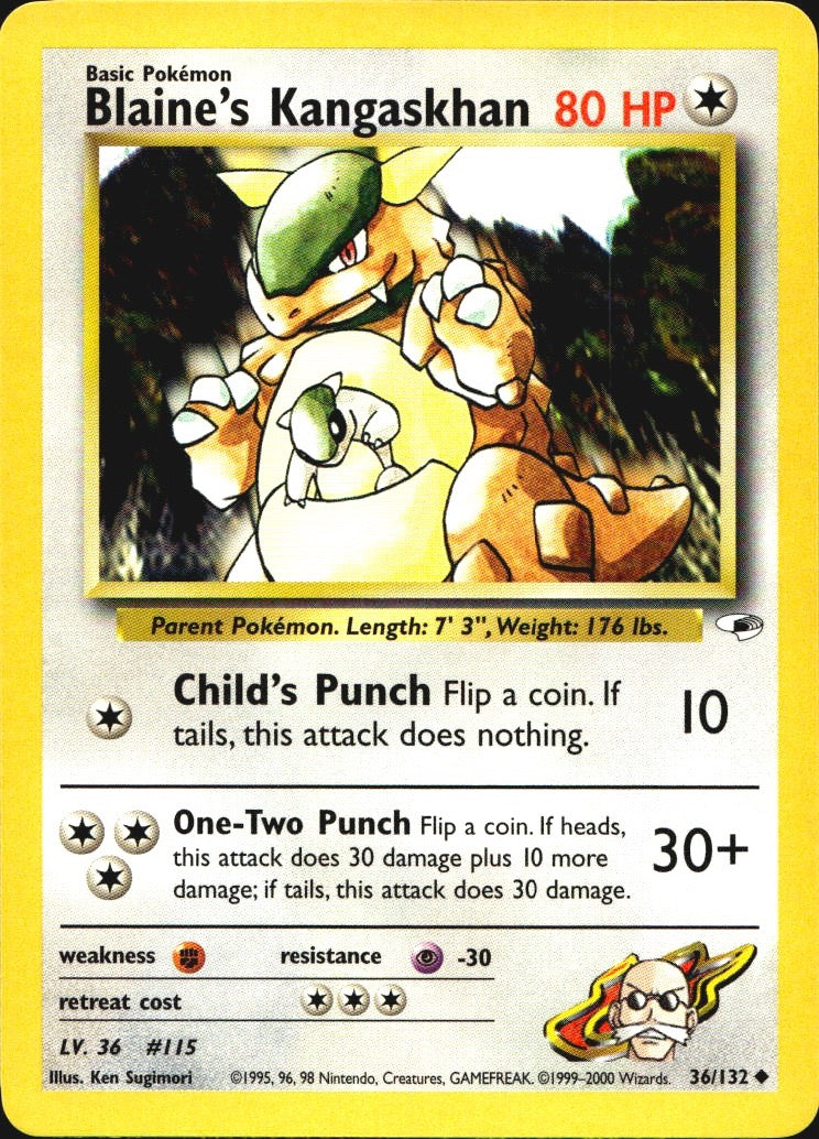 Blaine's Kangaskhan 36/132 Uncommon Gym Heroes Pokemon Near Mint