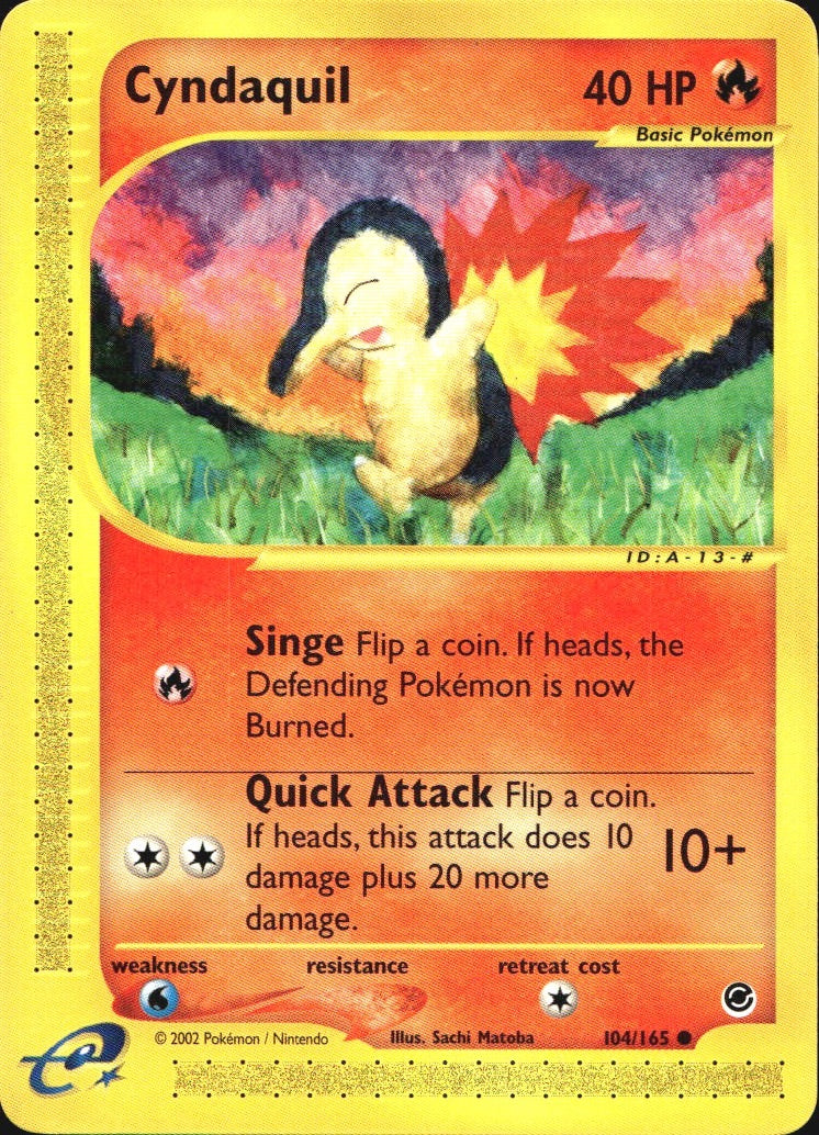 Cyndaquil 104/165 Common Expedition Base Set Pokemon Near Mint