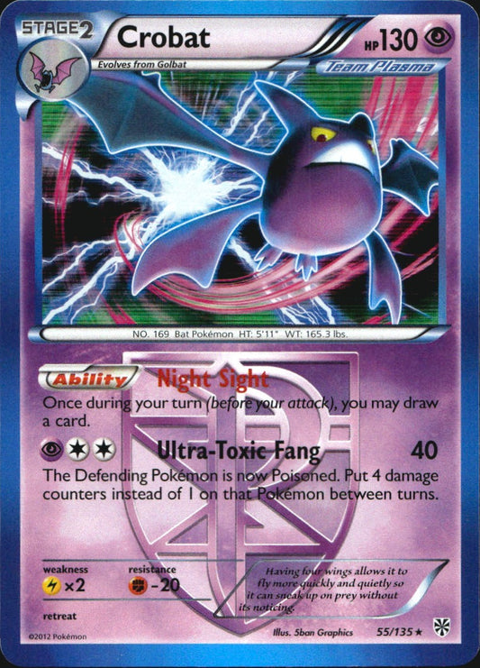 Crobat 55/135 Holo Rare Plasma Storm Pokemon Near Mint