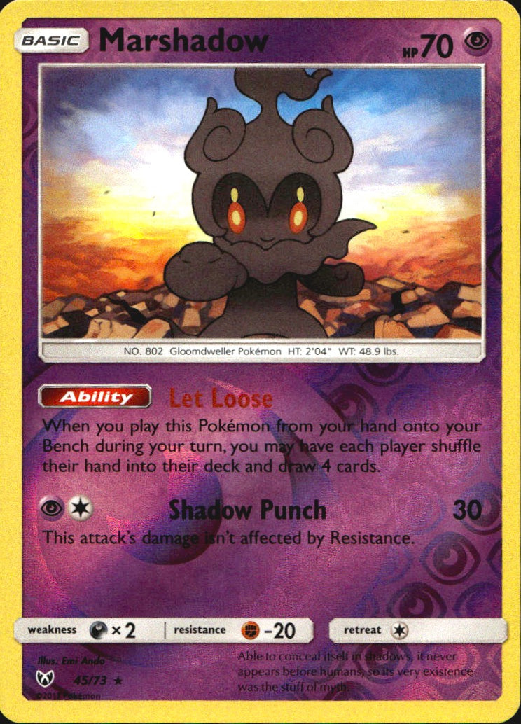Marshadow 45/73 Holo Rare Shining Legends Pokemon Reverse Holo Near Mint