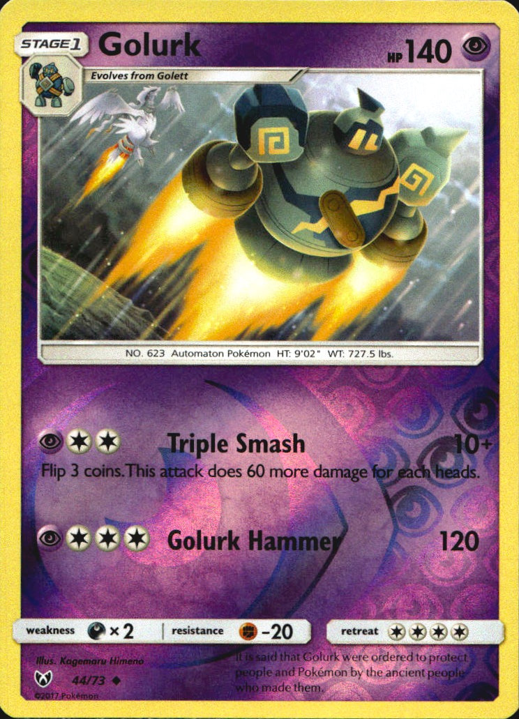 Golurk 44/73 Uncommon Shining Legends Pokemon Reverse Holo Near Mint