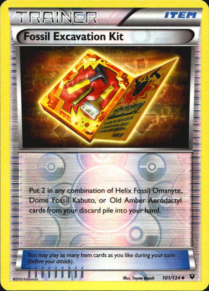 Fossil Excavation Kit 101/124 Uncommon Fates Collide Pokemon Reverse Holo NM
