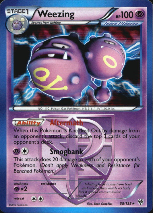 Weezing 58/135 Holo Rare Plasma Storm Pokemon Near Mint