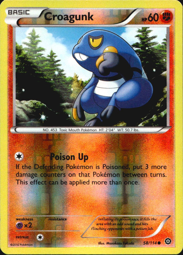 Croagunk 58/114 Common Steam Siege Pokemon Reverse Holo Near Mint
