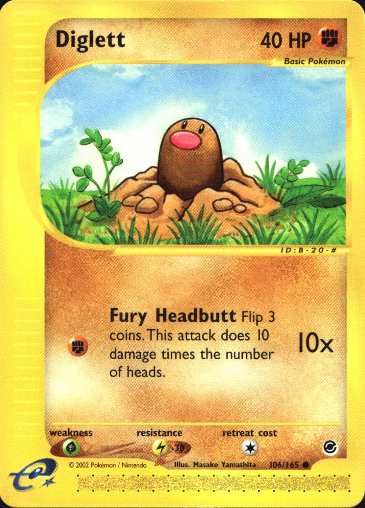 Diglett 106/165 Common Expedition Base Set Pokemon Near Mint