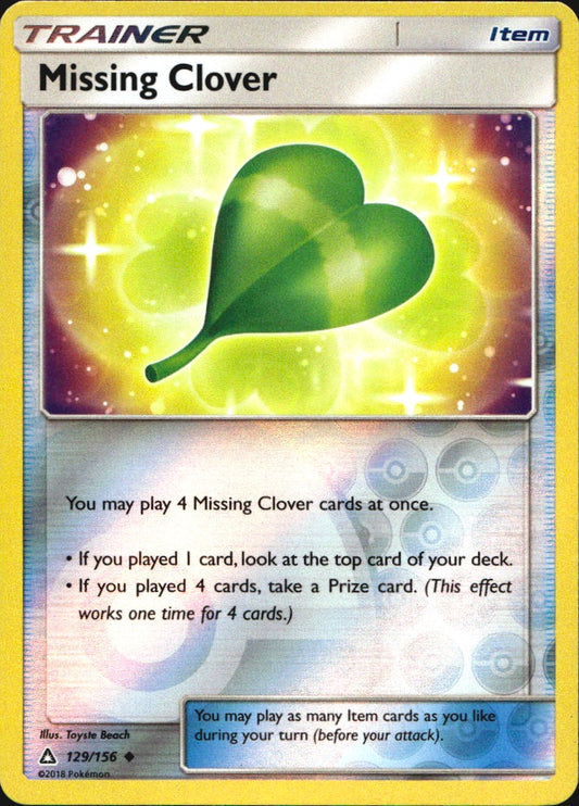 Missing Clover 129/156 Uncommon Ultra Prism Pokemon Reverse Holo Near Mint
