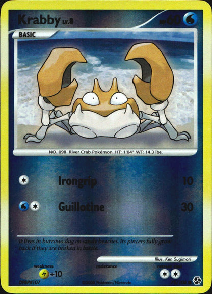 Krabby 75/106 Common Great Encounters Pokemon Reverse Holo Near Mint