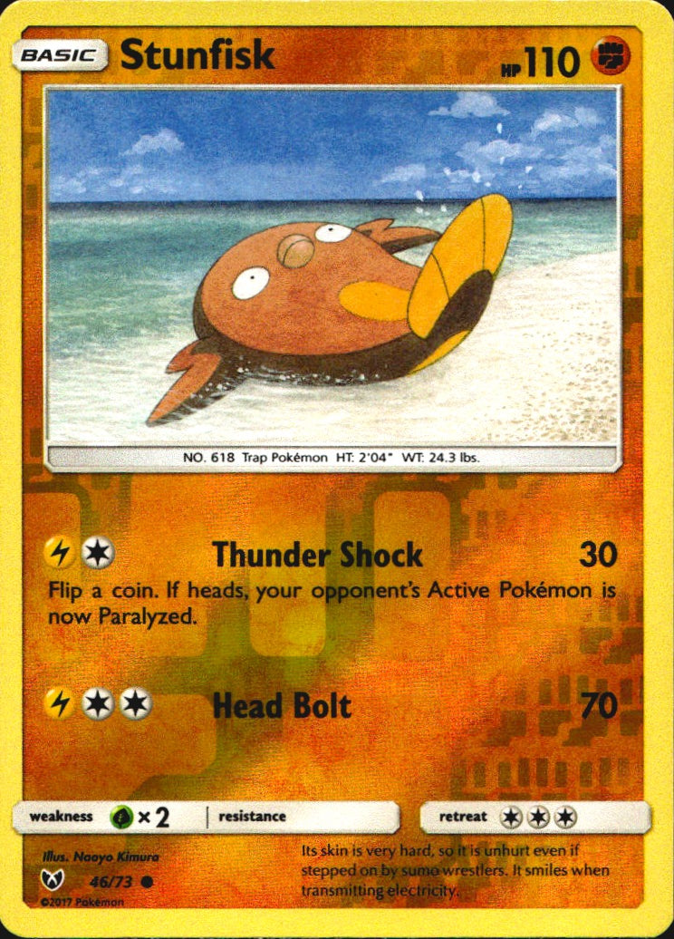 Stunfisk 46/73 Common Shining Legends Pokemon Reverse Holo Near Mint