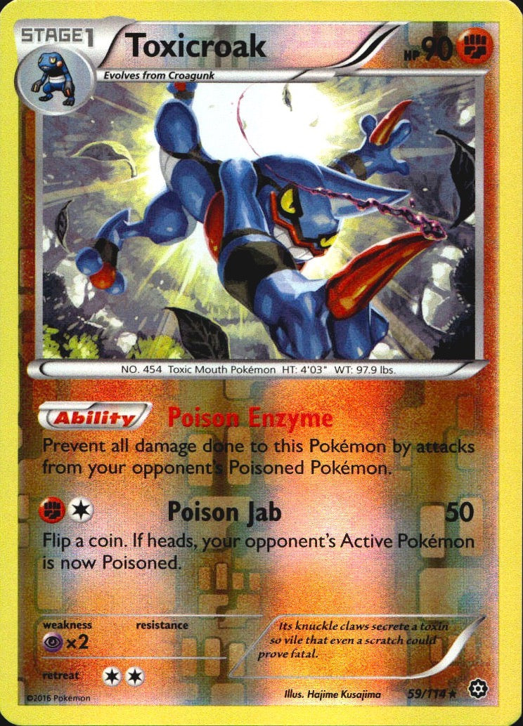 Toxicroak 59/114 Rare Steam Siege Pokemon Reverse Holo Near Mint