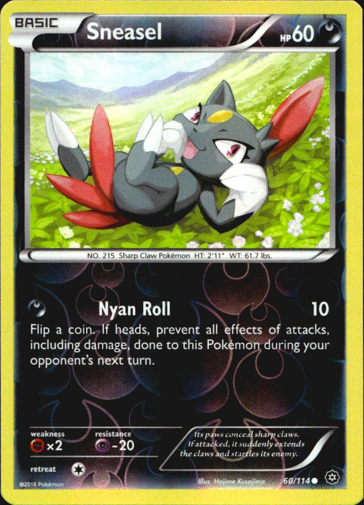 Sneasel 60/114 Common Steam Siege Pokemon Reverse Holo Near Mint
