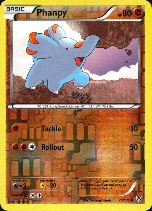 Phanpy 71/135 Common Plasma Storm Pokemon Reverse Holo Near Mint
