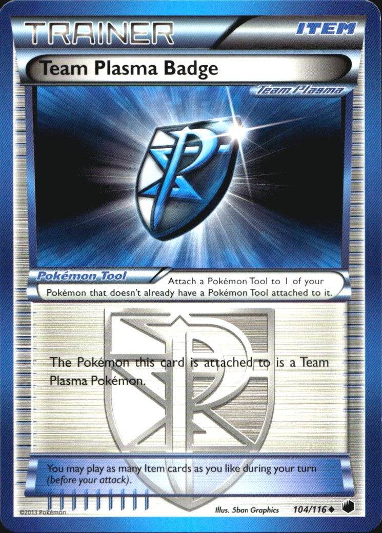 Team Plasma Badge 104/116 Uncommon Plasma Freeze Pokemon Near Mint