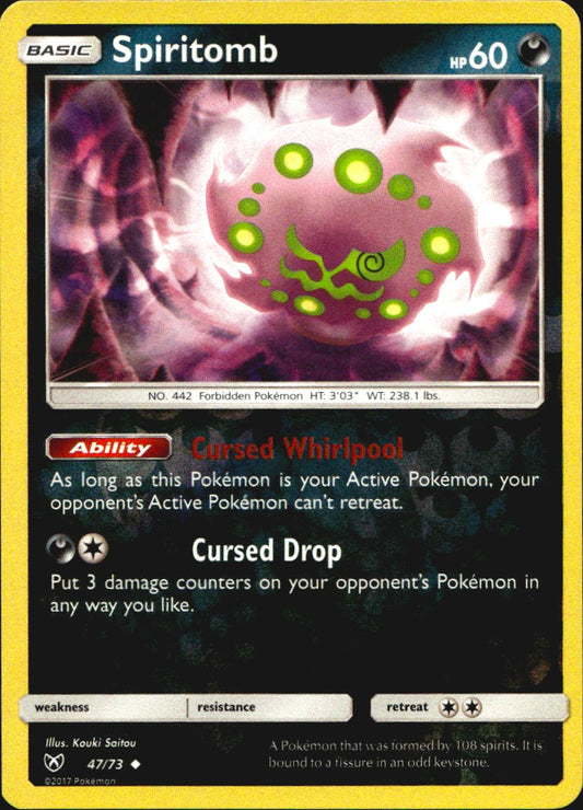 Spiritomb 47/73 Uncommon Shining Legends Pokemon Reverse Holo Near Mint