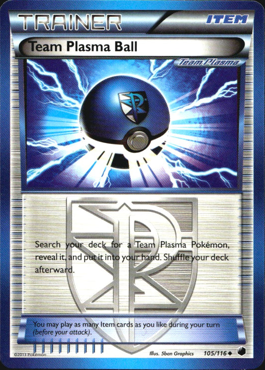 Team Plasma Ball 105/116 Uncommon Plasma Freeze Pokemon Near Mint