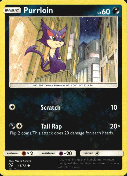 Purrloin 48/73 Common Shining Legends Pokemon Reverse Holo Near Mint