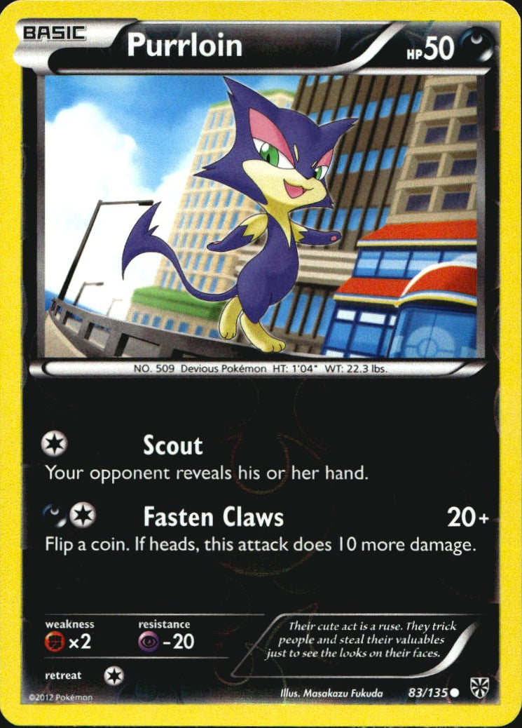 Purrloin 83/135 Common Plasma Storm Pokemon Reverse Holo Near Mint