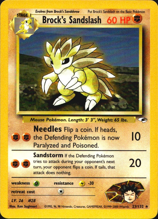Brock's Sandslash 23/132 Rare Gym Heroes Pokemon Near Mint