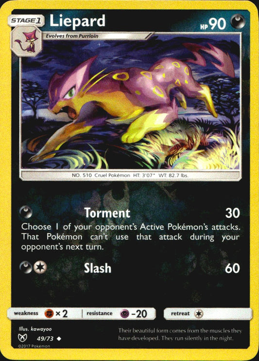 Liepard 49/73 Uncommon Shining Legends Pokemon Reverse Holo Near Mint