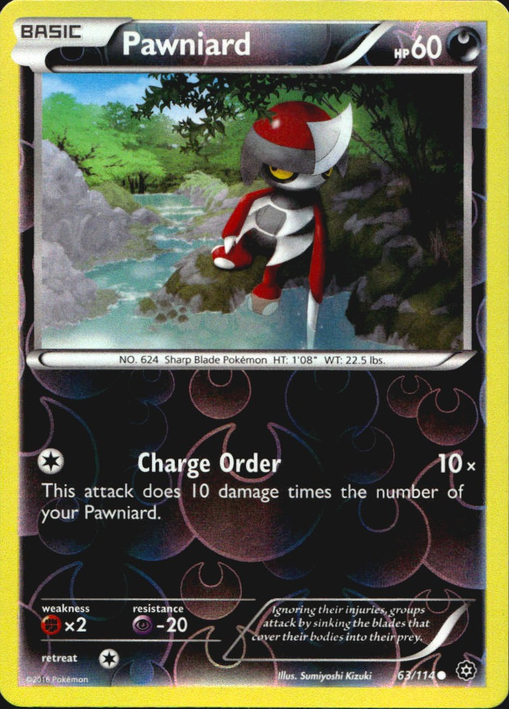 Pawniard 63/114 Common Steam Siege Pokemon Reverse Holo Near Mint