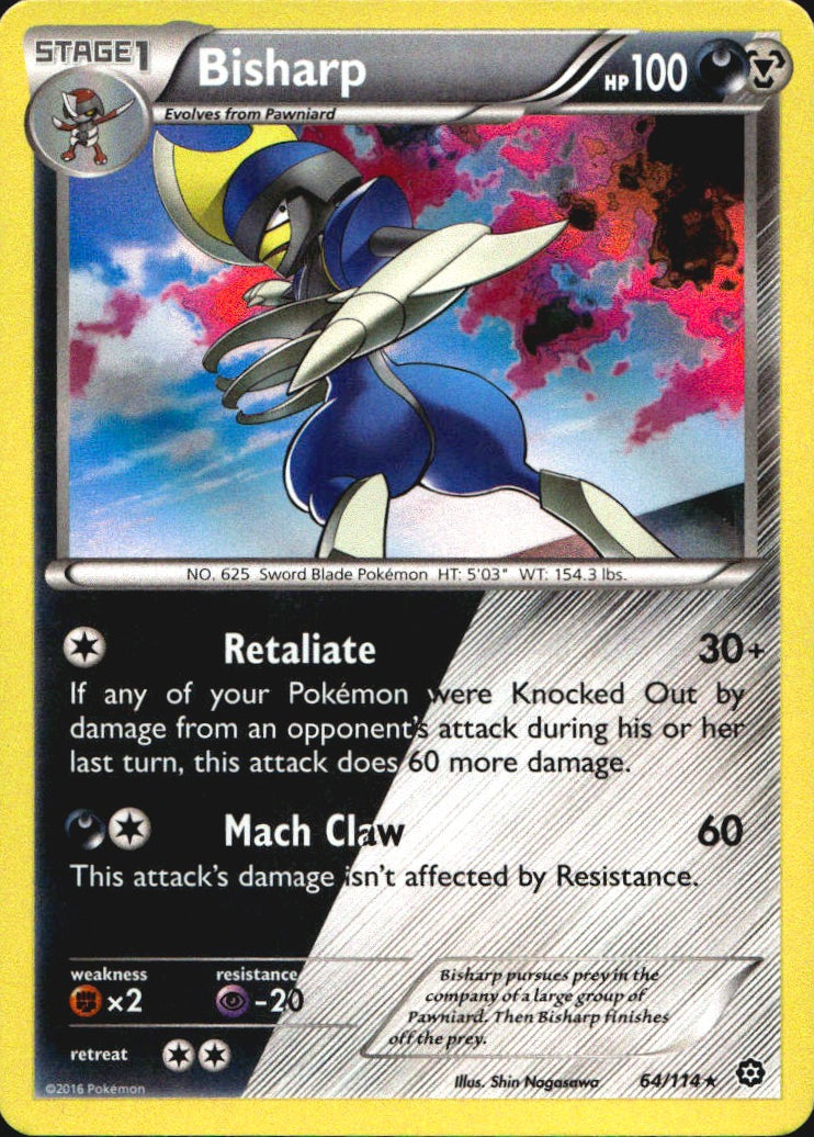 Bisharp 64/114 Holo Rare Steam Siege Pokemon Near Mint