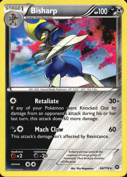 Bisharp 64/114 Holo Rare Steam Siege Pokemon Near Mint