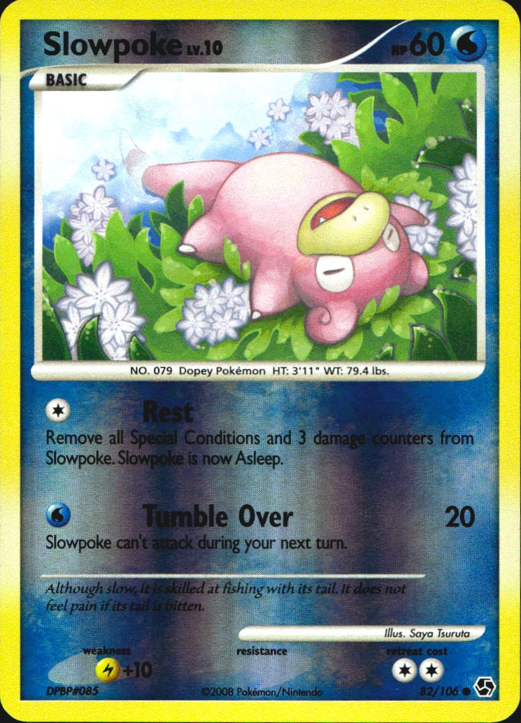 Slowpoke 82/106 Common Great Encounters Pokemon Reverse Holo Near Mint