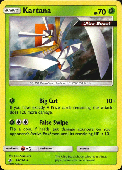 Kartana 19/214 Holo Rare Unbroken Bonds Pokemon Near Mint
