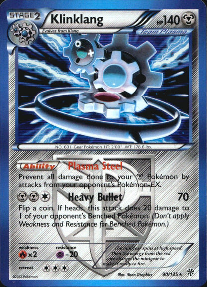 Klinklang 90/135 Holo Rare Plasma Storm Pokemon Near Mint