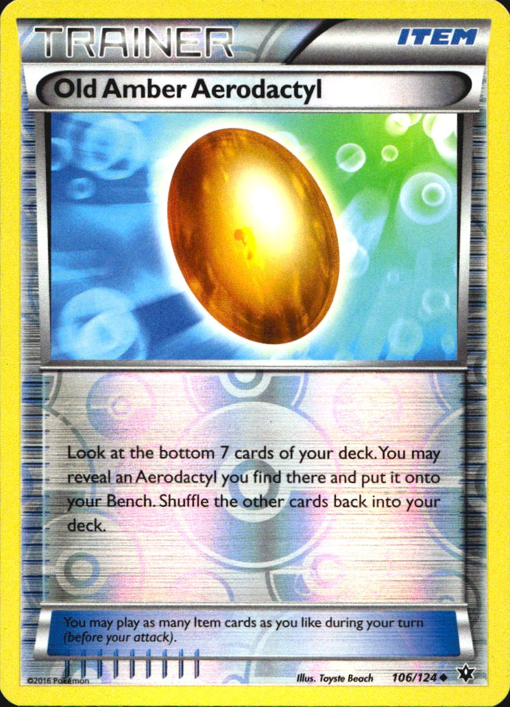 Old Amber Aerodactyl 106/124 Uncommon Fates Collide Pokemon Reverse Holo NM