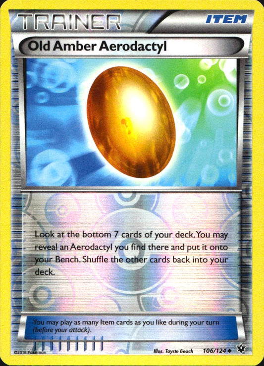 Old Amber Aerodactyl 106/124 Uncommon Fates Collide Pokemon Reverse Holo NM