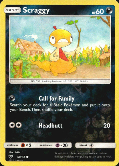 Scraggy 50/73 Common Shining Legends Pokemon Reverse Holo Near Mint