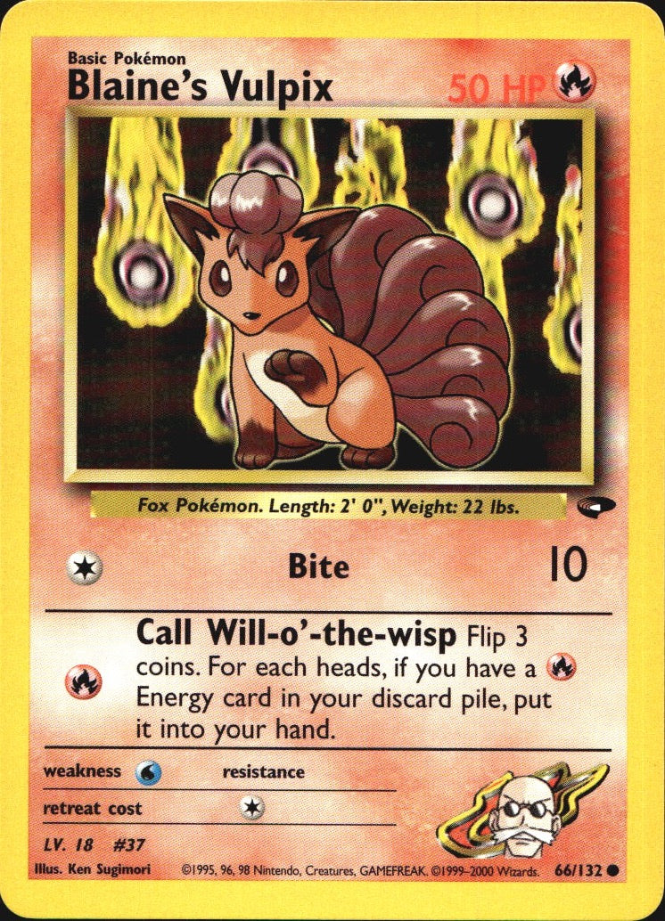 Blaine's Vulpix 66/132 Common Gym Challenge Pokemon Near Mint