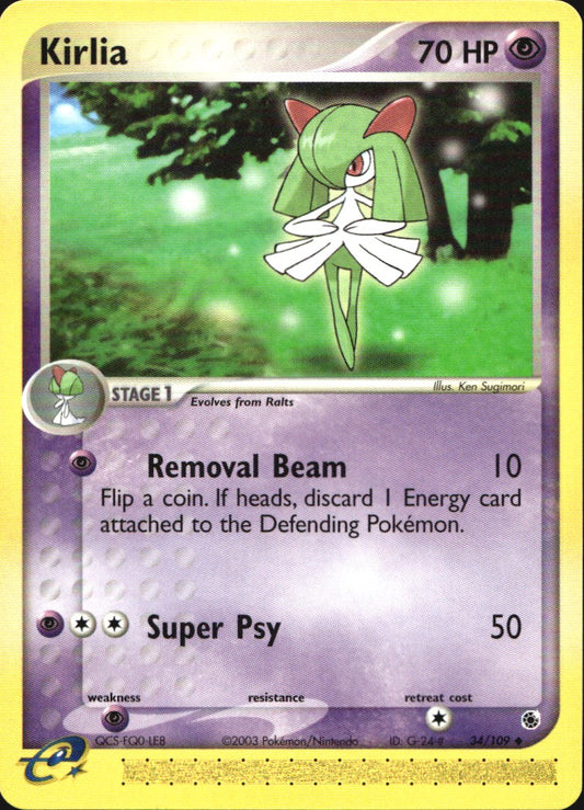 Kirlia 34/109 Uncommon Ruby & Sapphire Pokemon Near Mint