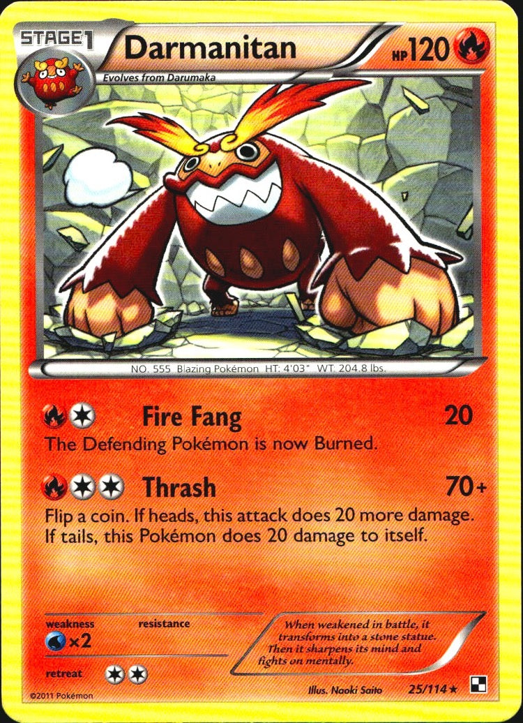 Darmanitan 25/114 Rare Black & White Pokemon Near Mint