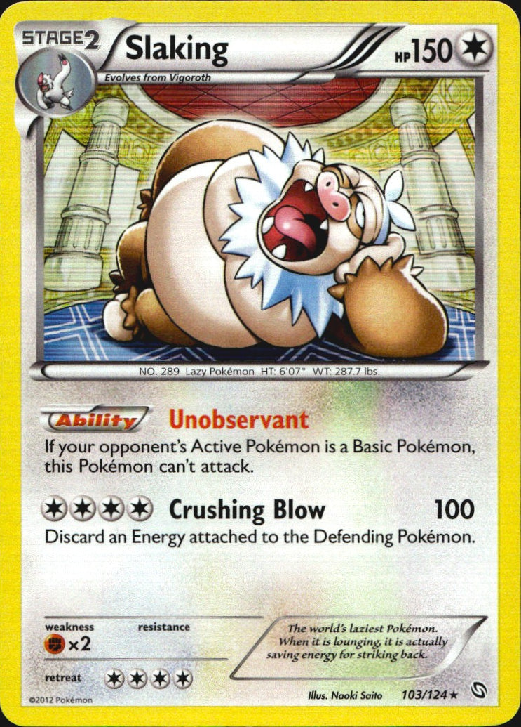 Slaking 103/124 Holo Rare Dragons Exalted Pokemon Near Mint