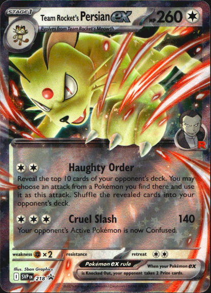 Team Rocket's Persian ex 218 Promo Scarlet & Violet Pokemon Near Mint