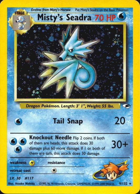 Misty's Seadra 9/132 Holo Rare Gym Heroes Pokemon Lightly Played