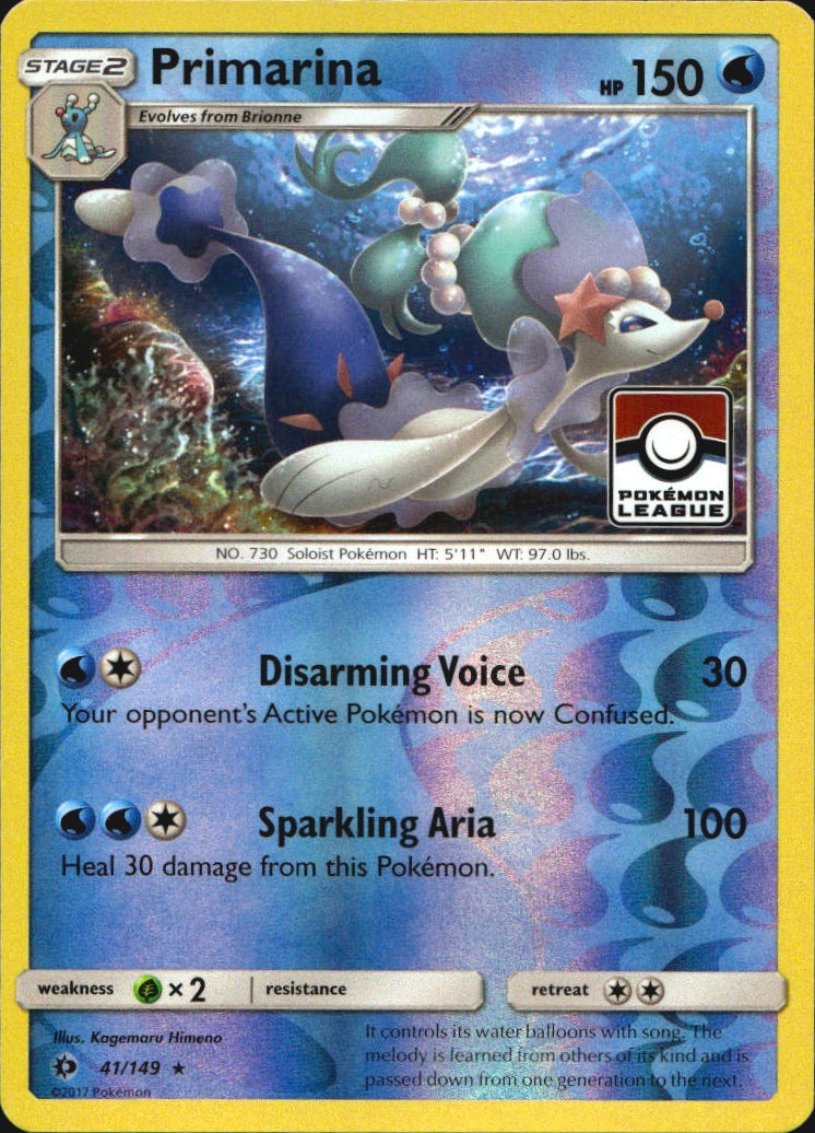 Primarina 041/149 Holofoil League & Championship Cards Pokemon Reverse Holo NM