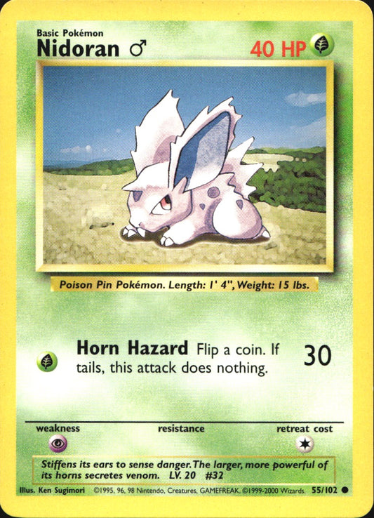 Nidoran M 55/102 Common Base Set Pokemon Near Mint