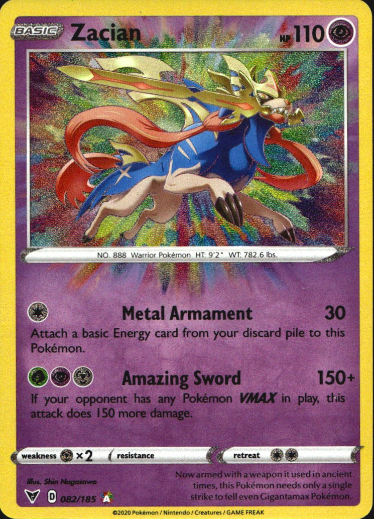 Zacian 082/185 Amazing Rare Vivid Voltage Pokemon Near Mint
