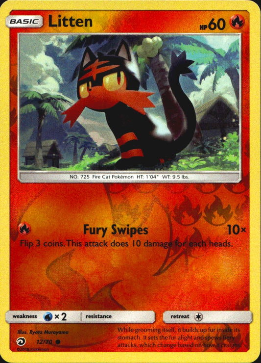 Litten 12/70 Common Dragon Majesty Pokemon Reverse Holo Near Mint