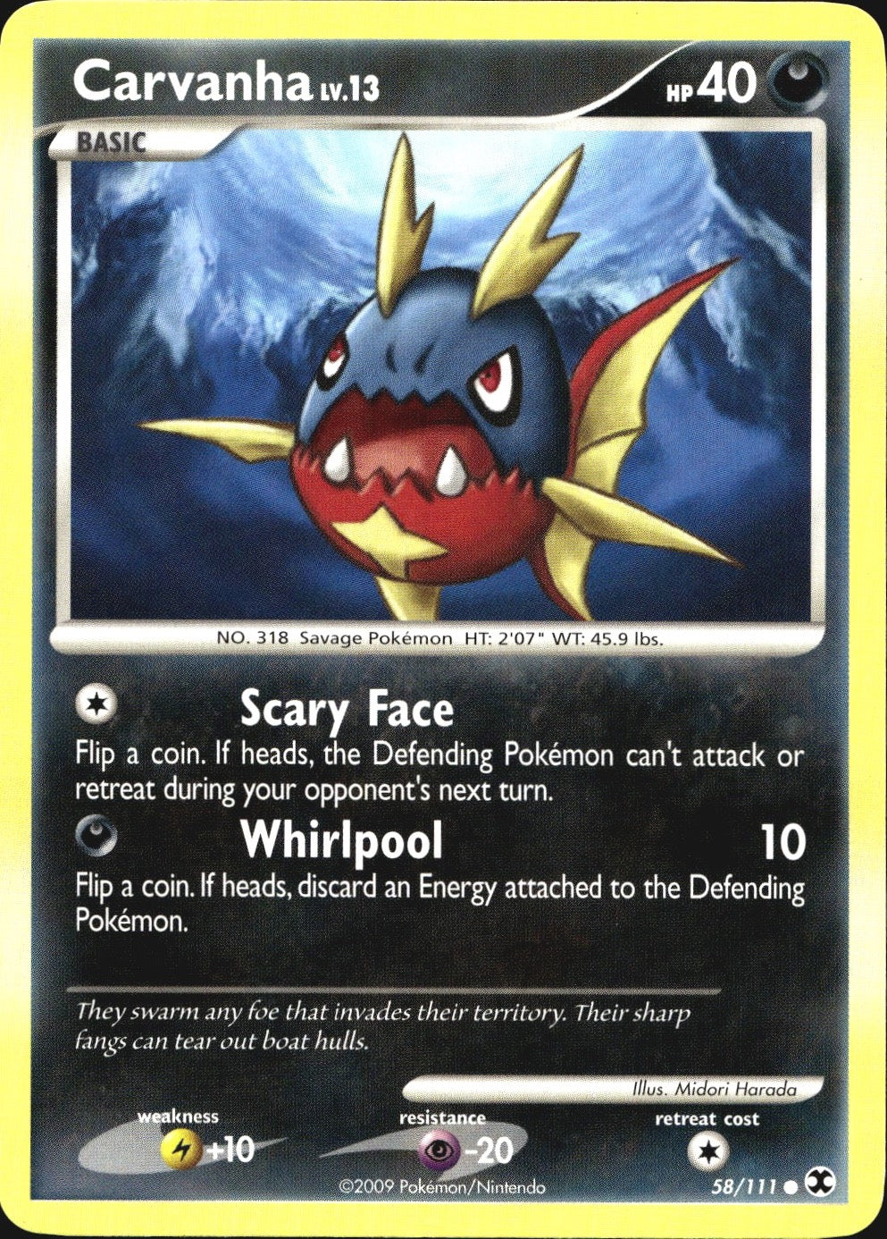 Carvanha 58/111 Common Rising Rivals Pokemon Near Mint