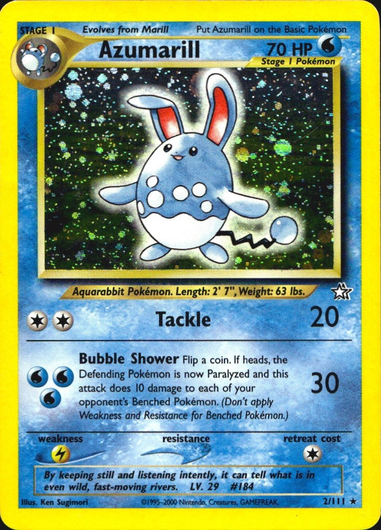 Azumarill 2/111 Holo Rare Neo Genesis Pokemon Lightly Played